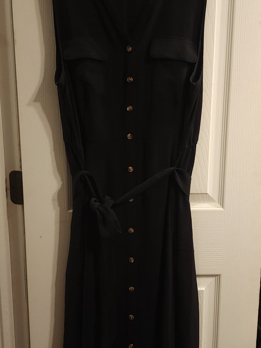 croft & barrow Black Button-Front Sleeveless Tie-Waist Dress Size Xl
